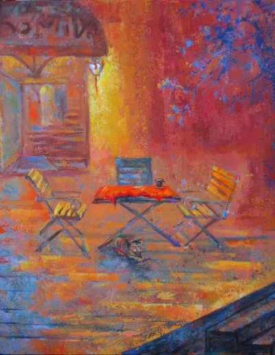 Diana Savova, Past Paintings, Night time café, Oil on canvas, 46x56cm