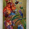 Flying bees, acrylic, golden leafs on wooden panel, sold - Image 2